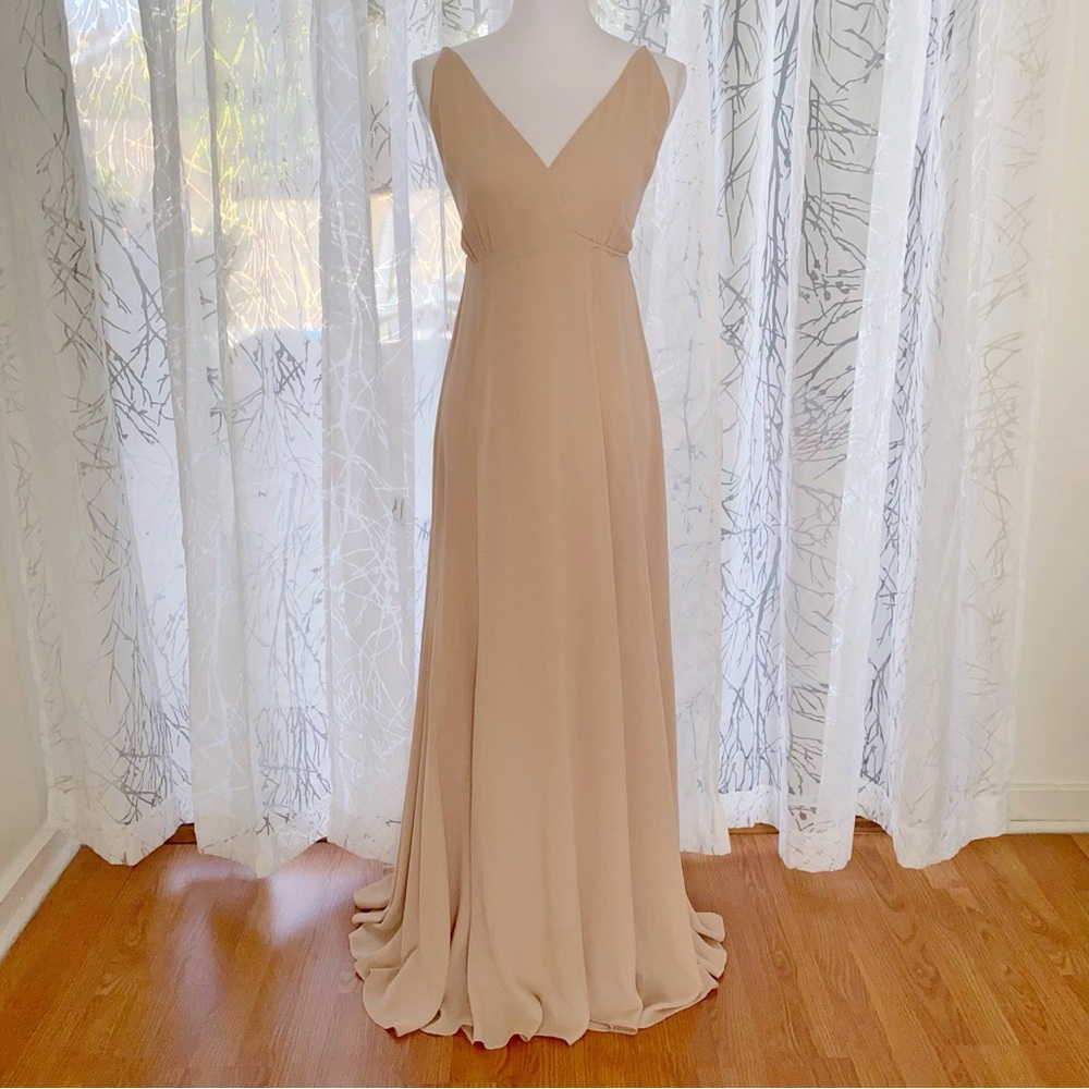 REFORMATION CALLALILY beige cream champagne backless v-neck wrap maxi dress
